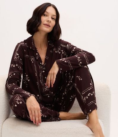 Pijama Americano Largo Peach Touch con Estampa Floral