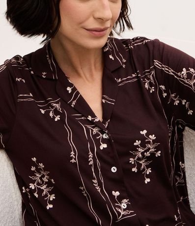 Pijama Americano Largo Peach Touch con Estampa Floral 3