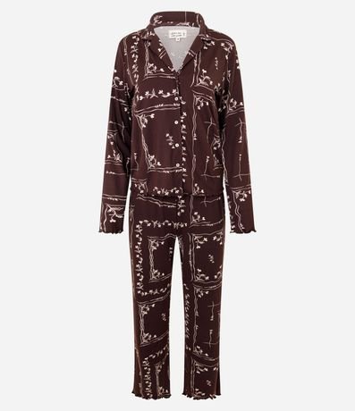 Pijama Americano Largo Peach Touch con Estampa Floral 5