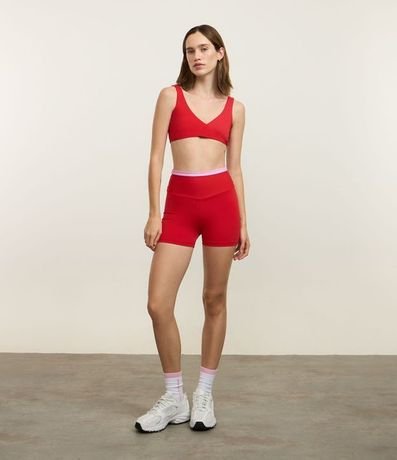 Bermuda Crossfiteira Deportiva en Microfibra con Cintura Contrastante