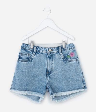 Short Infantil Regular en Jeans con Flor Bordada - Talle 7 a 14  Anos 2