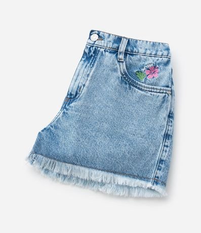Short Infantil Regular en Jeans con Flor Bordada - Talle 7 a 14  Anos 5
