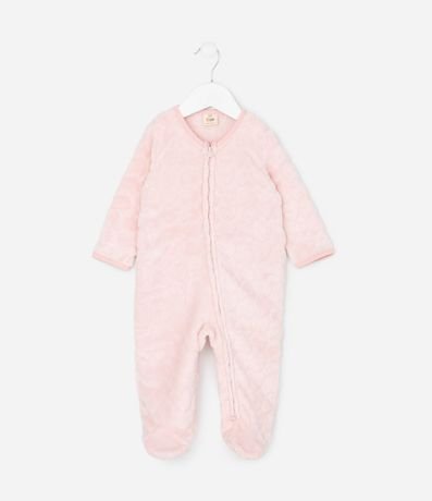 Mono Largo en Fleece con Textura de Corazones - Talle RN a 18 meses
