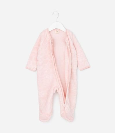 Mono Largo en Fleece con Textura de Corazones - Talle RN a 18 meses 2