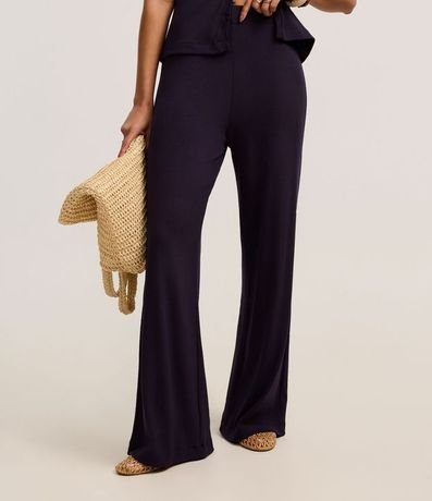 Pantalón Pantalona en Rib con Textura Acanalada y Cintura Elástica 3