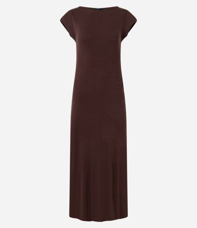 Vestido Largo Canelado en Rib con Encaje 7