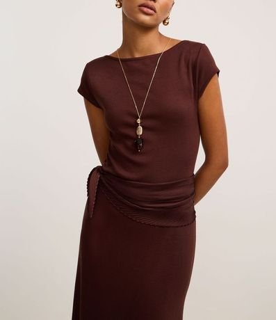 Vestido Largo Canelado en Rib con Encaje 3