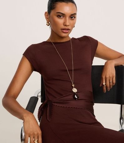 Vestido Largo Canelado en Rib con Encaje 5