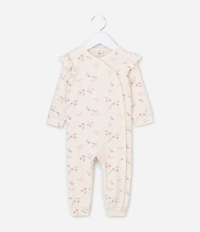 Mono Infantil Manga Larga con Estampa de Cereza – Talle 0 a 18 Meses