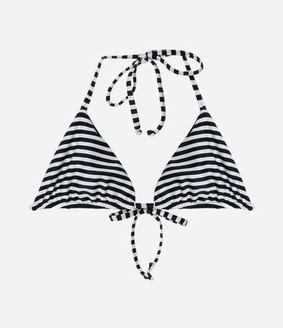 Bikini Top Triangular Fruncido en Microfibra Reversible de Lunares y Rayada 8