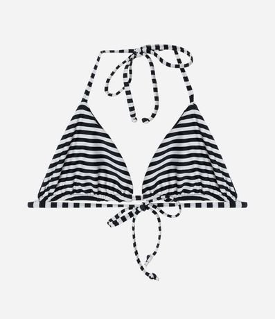 Bikini Top Triangular Fruncido en Microfibra Reversible de Lunares y Rayada 9