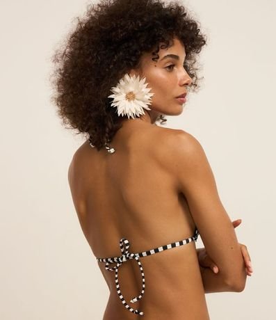 Bikini Top Triangular Fruncido en Microfibra Reversible de Lunares y Rayada 3