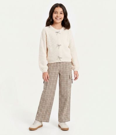 Cardigan Infantil en Punto con Lacitos Brillantes Delanteros – Talle 5 a 14 años