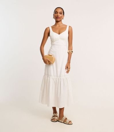 Vestido Largo en Sarga con Escote Corazón Recortado 2