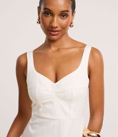 Vestido Largo en Sarga con Escote Corazón Recortado 3