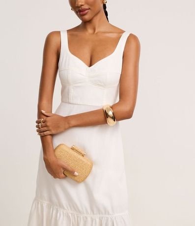 Vestido Largo en Sarga con Escote Corazón Recortado 4