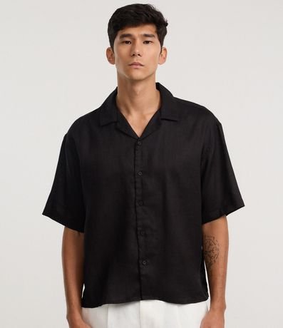 Camisa Boxy en Puro Lino con Cuello Bowling 2