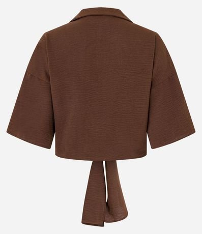 Blusa en Airflow con Cuello Polo y Lazo en la Bajo 7