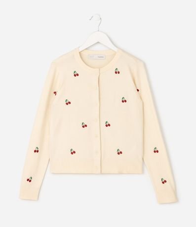 Cardigan Infantil en Punto con Bordado de Cereza – Talle 5 a 14 años 2