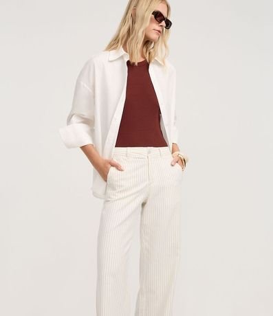 Pantalón Wide Leg Rayada en Sarga con Bolsillos 2