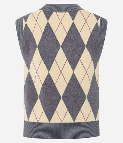 Chaleco Corto en Punto con Estampa de Cuadros 8