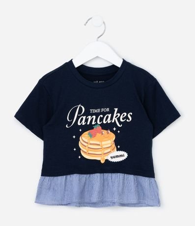 Remera Infantil con Estampa de Panquecas y Ruedo Rayado - Talle 1 a 6 años 2