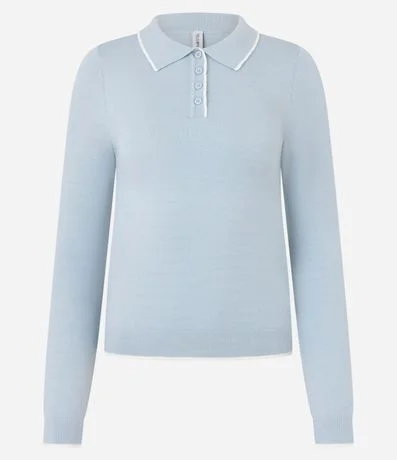 Blusa en Punto con Cuello Polo y Detalle Contrastante 4