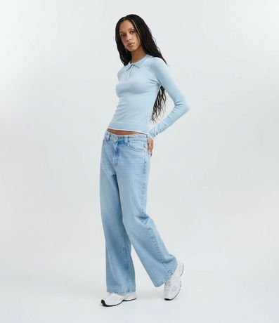 Blusa en Punto con Cuello Polo y Detalle Contrastante 2