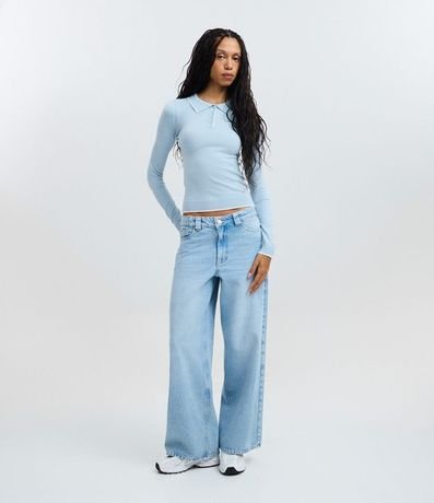 Blusa en Punto con Cuello Polo y Detalle Contrastante 2