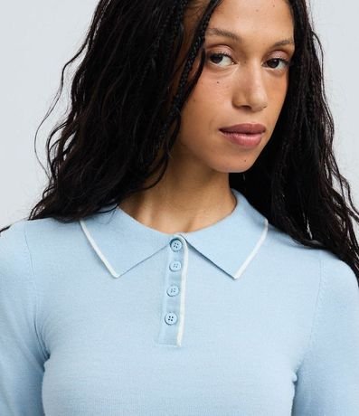 Blusa en Punto con Cuello Polo y Detalle Contrastante 3