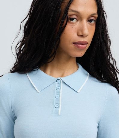 Blusa en Punto con Cuello Polo y Detalle Contrastante 6