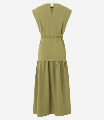 Vestido Evasê Midi en Viscolino con Cinturón Cuerda 6