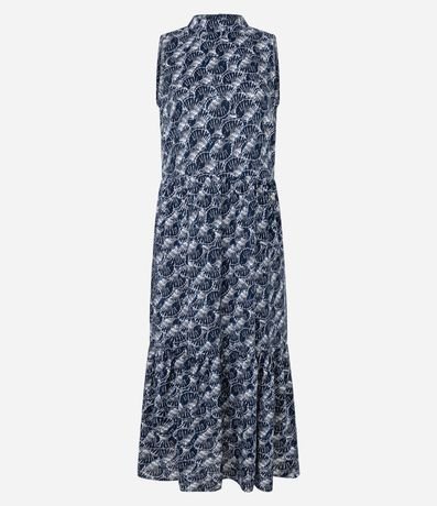 Vestido Evasê Largo en Viscosa con Estampa Caracolas 5
