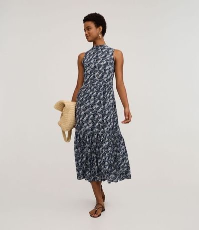 Vestido Evasê Largo en Viscosa con Estampa Caracolas 2