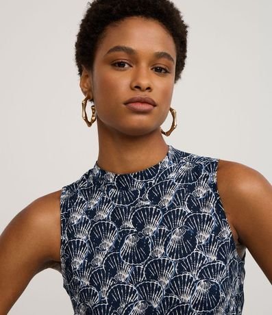 Vestido Evasê Largo en Viscosa con Estampa Caracolas 3