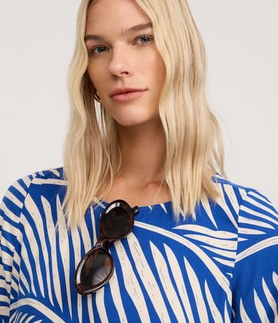 Vestido T-Shirt Plano en Viscosa con Estampa de Follaje 3