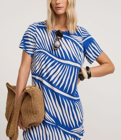 Vestido T-Shirt Plano en Viscosa con Estampa de Follaje 4