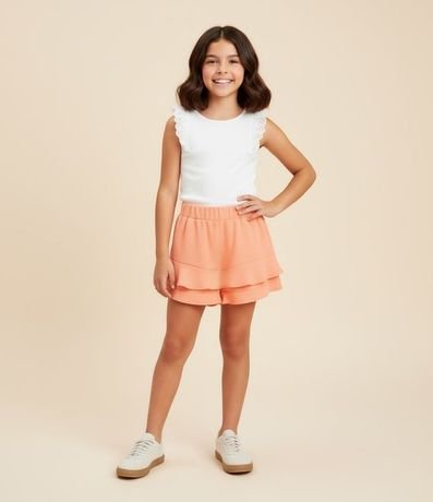 Pollera Infantil corta en Airflow con Volados - Talle 7 a 14 años