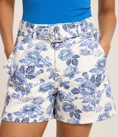 Short Cintura Alta en Sarga con Estampa Follaje 4