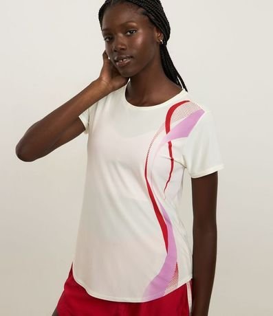 Remera Deportiva en Helanca con Estampa de Ondas Verticales 3