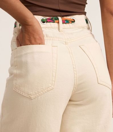 Pantalón Wide Leg en Sarga con Cinturón Pañuelo Estampado 4