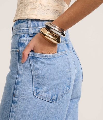 Pantalón Wide Leg Cintura Alta en Jeans con Cinturón de Tejido 5