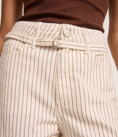 Pantalón Wide Leg Cintura Alta en Sarga Rayada y Cinturón Estrecho 4