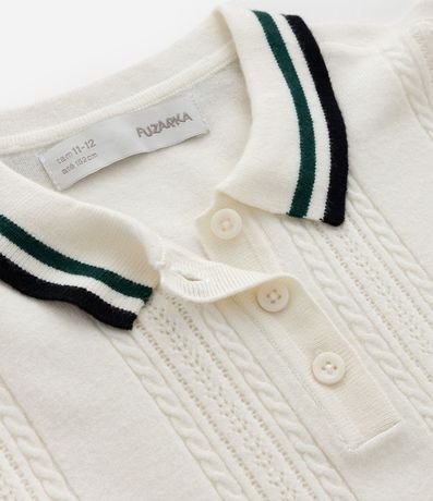 Blusa Infantil en efecto Punto con Cuello Polo y Rayas Contrastantes – Talle 5 a 14 años 7