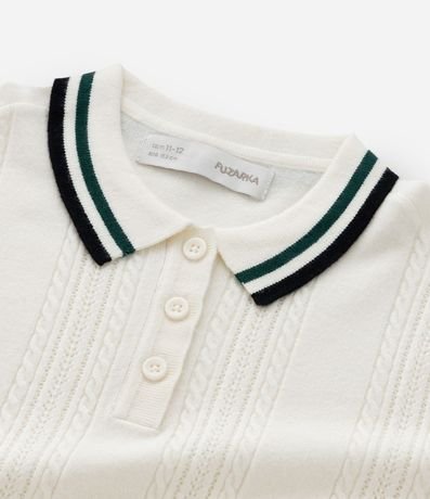 Blusa Infantil en efecto Punto con Cuello Polo y Rayas Contrastantes – Talle 5 a 14 años 8