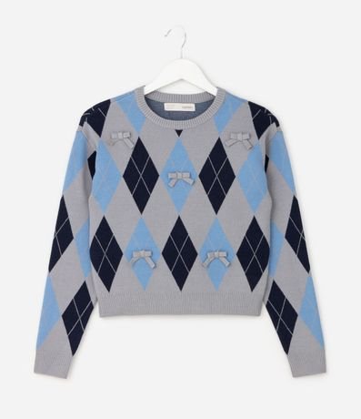 Saco Infantil en Punto Argyle con Aplicación de Moñitas – Talle 5 a 14 años 2