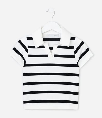 Blusa Infantil Seamless Rayada con Cuello Polo - Talle 5 A 14 años