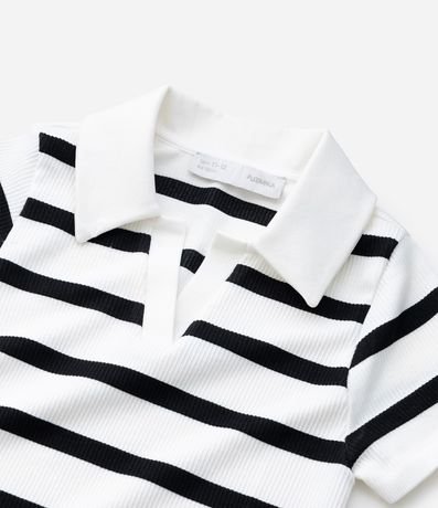 Blusa Infantil Seamless Rayada con Cuello Polo - Talle 5 A 14 años 4