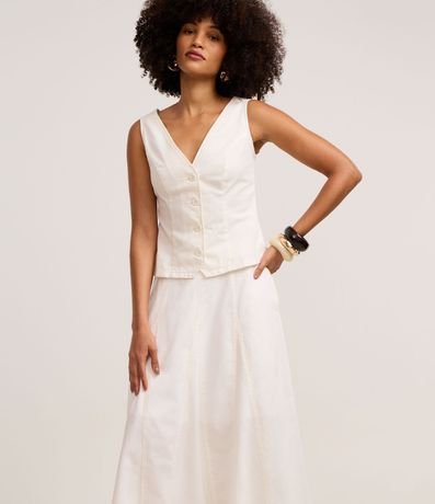 Pollera Evasê Midi en Sarga con Recortes y Nesgas 2