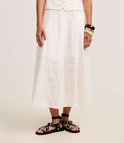 Pollera Evasê Midi en Sarga con Recortes y Nesgas 3